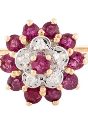 14K Ruby & Diamond Cocktail Ring